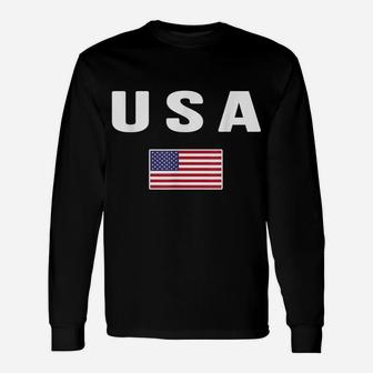 Usa T-Shirt American Flag Us America United States 4Th July Unisex Long Sleeve | Crazezy