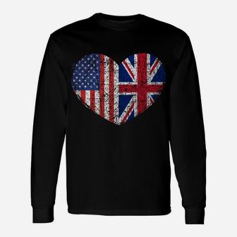 Usa United Kingdom Heart - Dual Citizenship Flag Gift Idea Sweatshirt Unisex Long Sleeve | Crazezy