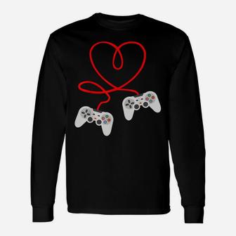 Video Gamer Valentines Day With Controllers Heart Unisex Long Sleeve | Crazezy UK