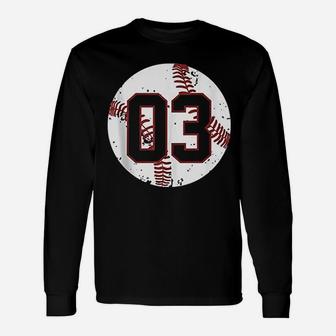 Vintage Baseball Number 03 Cool Softball Mom Gift Unisex Long Sleeve | Crazezy
