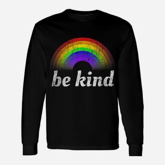 Vintage Be Kind T Shirt - Rainbow, Distressed Kindness Gift Unisex Long Sleeve | Crazezy