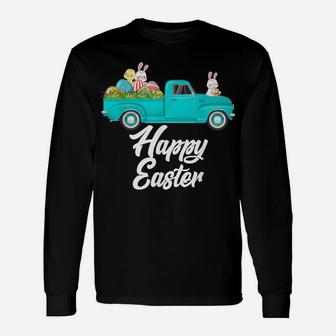 Vintage Easter Truck Bunny Eggs - Red Truck With Egg Hunting Unisex Long Sleeve | Crazezy