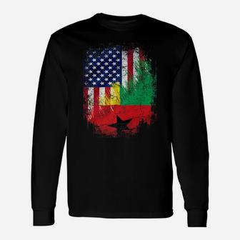 Vintage Guinea-Bissau And American With Flag Cool Gift Unisex Long Sleeve | Crazezy UK