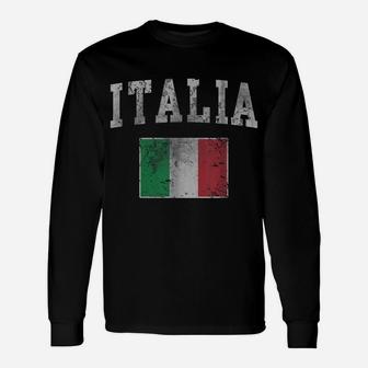 Vintage Italia Italian Flag Italy Unisex Long Sleeve | Crazezy