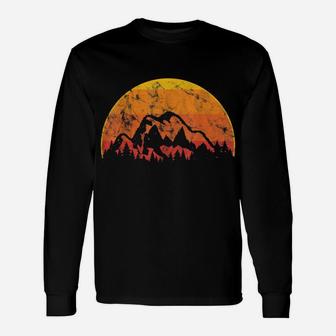 Vintage Mountain Sunset Hiking Gift For Nature Loving Camper Unisex Long Sleeve | Crazezy AU