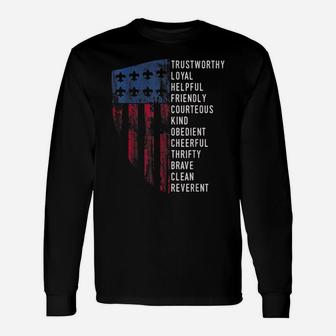 Vintage Scouting Gift | Us America Flag Scouting Law Unisex Long Sleeve | Crazezy