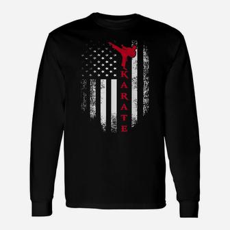 Vintage Usa Red White Karate American Flag Cool Gift Unisex Long Sleeve | Crazezy AU