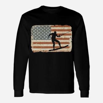 Vintage Wakeboard Hoodie American Flag Usa Sweatshirt Unisex Long Sleeve | Crazezy