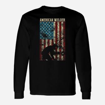 Welding Patriotic Distressed USA American Flag Gift Welder Zip Hoodie Unisex Long Sleeve | Crazezy
