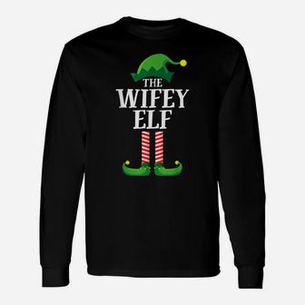 Wifey Elf Matching Group Christmas Couple Party Pajama Wife Unisex Long Sleeve | Crazezy AU