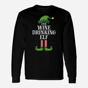 Wine Drinking Elf Matching Family Group Christmas Pajama Unisex Long Sleeve | Crazezy DE