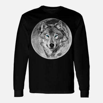 Wolf Moon Motif Pack Wild Lupus Colorful Design Wolves Unisex Long Sleeve | Crazezy CA