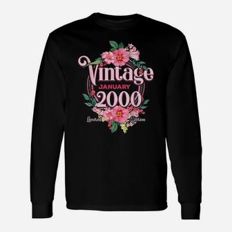 Womens Birthday Gift Born In January 2000 Flowers Bday Gift Unisex Long Sleeve | Crazezy