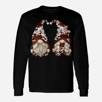 Womens Farm Animal Gnomes For Cow Lover With Dark Brown Cow Print Unisex Long Sleeve | Crazezy AU