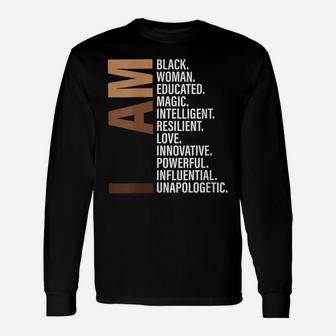 Womens I Am Black Woman Educated Melanin Black History Month Gift Unisex Long Sleeve | Crazezy