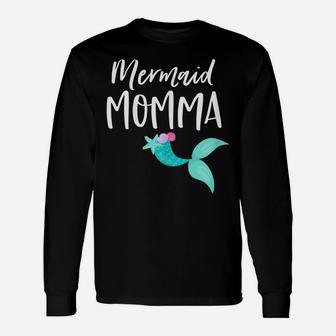 Womens Mom Birthday Party Outfit Dad Mama Girl Mermaid Momma Shirt Unisex Long Sleeve | Crazezy