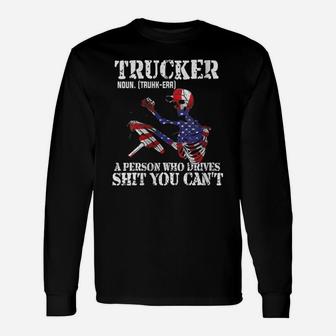 Womens Truck Driver Definition Fathers Day USA Flag 4Th July Gift Unisex Long Sleeve | Crazezy
