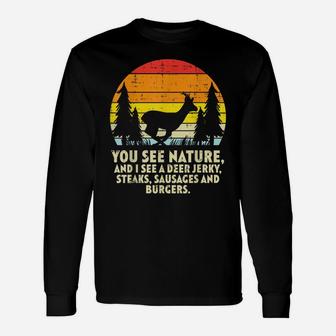 You See Nature Deer Sunset Retro Bow Hunting Hunter Dad Unisex Long Sleeve | Crazezy CA