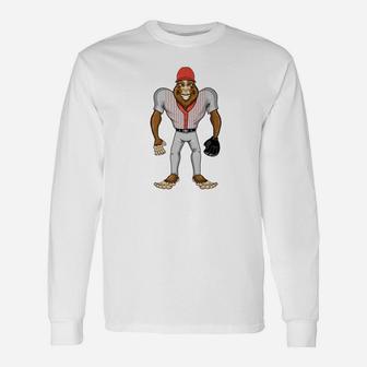 Baseball Pitcher Bigfoot Gift For Baseball Fans Unisex Long Sleeve | Crazezy AU