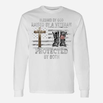 Blessed By God Raised By A Veteran Protected By Both Unisex Long Sleeve | Crazezy UK