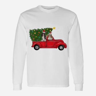 Cavalier King Charles Spaniel Dog Christmas On Red Car Truck Unisex Long Sleeve | Crazezy