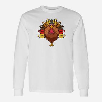 Cute Pilgrim Football Turkey Funny Thanksgiving Unisex Long Sleeve | Crazezy