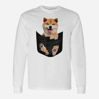 Cute Shiba Inu In Your Pocket Akita Dog Lover Owner Unisex Long Sleeve | Crazezy