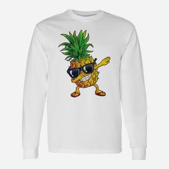 Dabbing Pineapple Sunglasses T Shirt Aloha Beaches Hawaii Unisex Long Sleeve | Crazezy UK