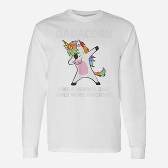 Dadacorn Dabbing Unicorn For Dad Father's Day Gift Unisex Long Sleeve | Crazezy