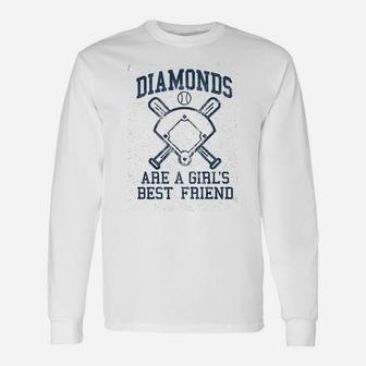 Diamonds Are A Girls Best Friend Funny Cute Baseball For Ladies Unisex Long Sleeve | Crazezy