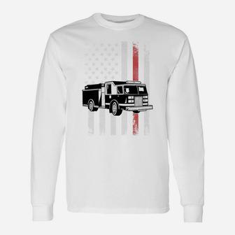 Firefighter American Thin Red Line Fire Truck Gift Unisex Long Sleeve | Crazezy