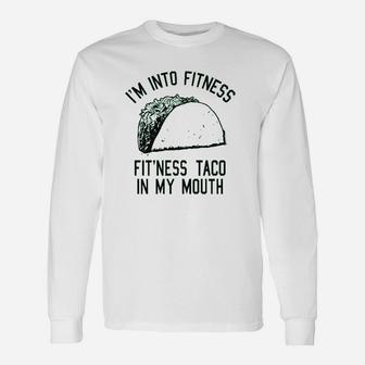 Fitness Taco Funny Gym Cool Humor Graphic Muscle Unisex Long Sleeve | Crazezy