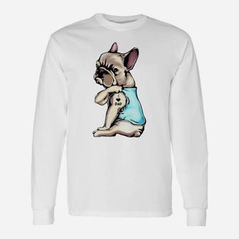 French Bulldog Tattoos I Love Dad Sitting Gift Father's Day Unisex Long Sleeve | Crazezy DE