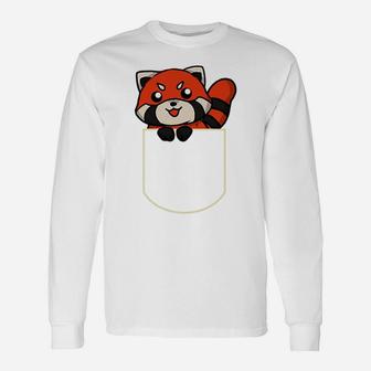Funny Red Panda Bear In The Pocket Gift Red Panda Pocket Unisex Long Sleeve | Crazezy AU