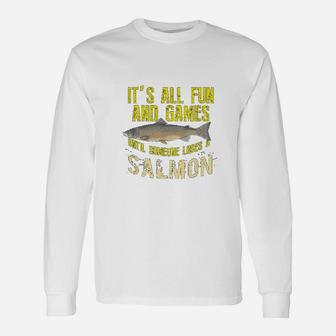Funny Salmon Fishing Freshwater Saltwater Fish Gift Unisex Long Sleeve | Crazezy UK