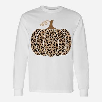 Funny Thanksgiving Gift For Wife Woman Pumpkin Leopard Print Unisex Long Sleeve | Crazezy
