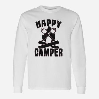 Happy Camper Funny Camping Hiking Cool Vintage Graphic Retro Unisex Long Sleeve | Crazezy DE