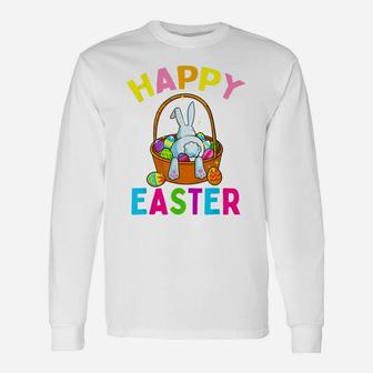Happy Easter Day Bunny Hunting Chocolate Eggs Egg Hunt Gift Unisex Long Sleeve | Crazezy UK