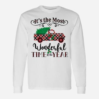It's The Most Wonderful Time Plaid Truck Unisex Long Sleeve | Crazezy