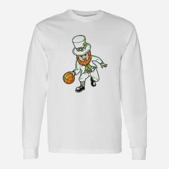 Kids Basketball St Patricks Day Lucky Basketball Unisex Long Sleeve | Crazezy
