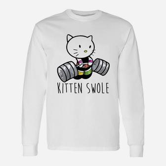 Kitten Swole Cat Powerlifting Weightlifting Gym Unisex Long Sleeve | Crazezy CA