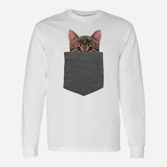 Kitty In Your Pocket Tshirt Cat Shirt Unisex Long Sleeve | Crazezy