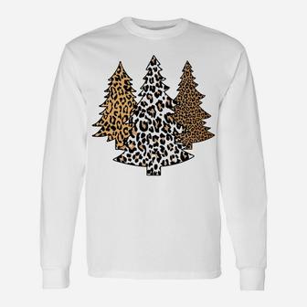 Leopard Christmas Trees Cheetah Animal Print Holiday Sweatshirt Unisex Long Sleeve | Crazezy CA