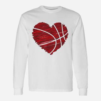 Love Valentines Day Basketball Art Scribble Heart Unisex Long Sleeve | Crazezy AU