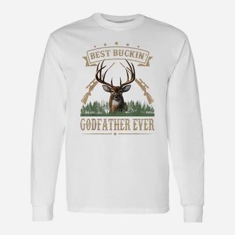 Mens Fathers Day Best Buckin' Godfather Ever Deer Hunting Bucking Unisex Long Sleeve | Crazezy