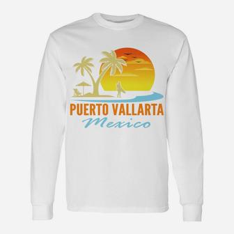 Mens Puerto Vallarta Mexico Beach Sunset Palm Trees Ocean Surfer Unisex Long Sleeve | Crazezy AU