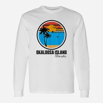 Okaloosa Island Florida Sunset Ocean Palm Tree Fishing Pier Unisex Long Sleeve | Crazezy