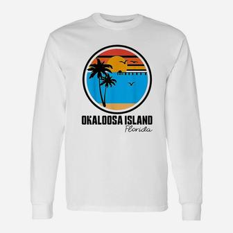 Okaloosa Island Florida Sunset Ocean Palm Tree Fishing Unisex Long Sleeve | Crazezy