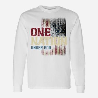 One Nation Under God, American Flag, Patriot, America Lovers Sweatshirt Unisex Long Sleeve | Crazezy