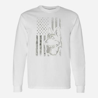 Patriotic German Shepherd American Flag Dog Lover Gift Unisex Long Sleeve | Crazezy AU